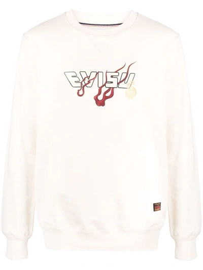 Shop Evisu Logo-print Cotton Sweatshirt In 中性色