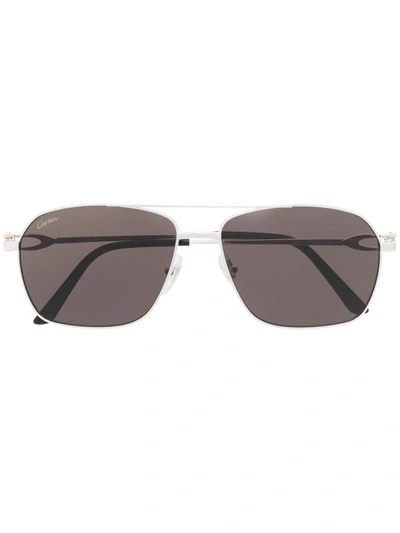 Shop Cartier Ct0306s Navigator Sunglasses In 银色