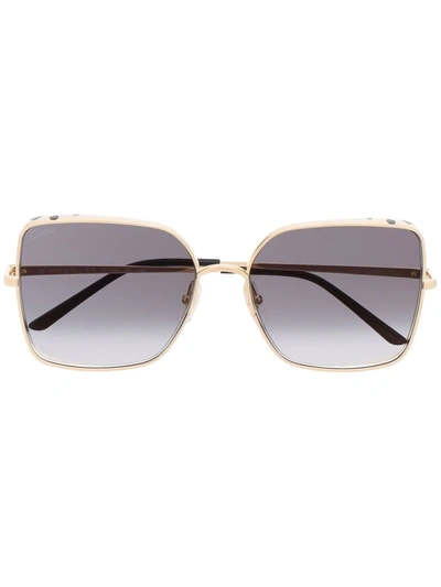 Shop Cartier Panther-pattern Sunglasses In 金色