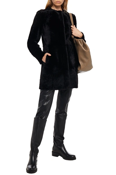 Shop Drome Shearling Coat In Black