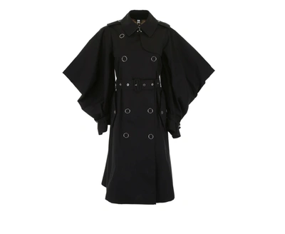 Shop Burberry Ladies Cotton Gabardine Trench Coat In Black