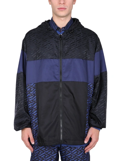 Shop Versace Jacket With Greek Print In Multicolour
