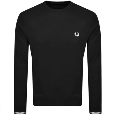 Shop Fred Perry Crew Neck Sweatshirt Black