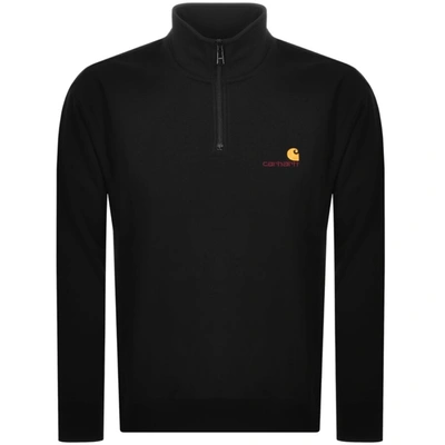 Shop Carhartt Half Zip Script Logo Sweatshirt Black
