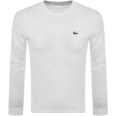 Lacoste White Embroidered Long Sleeve T-shirt In White