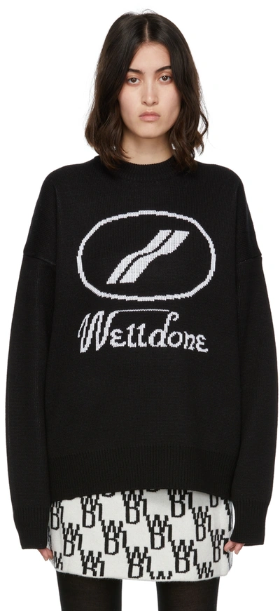 Shop We11 Done Jacquard Logo Sweater In Black