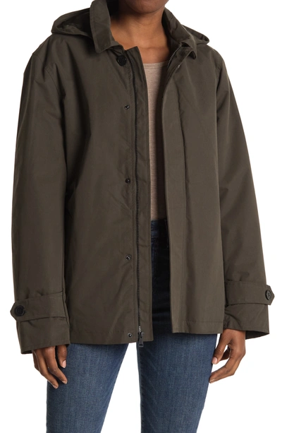 Shop Cole Haan Hooded Rain Jacket In Olive