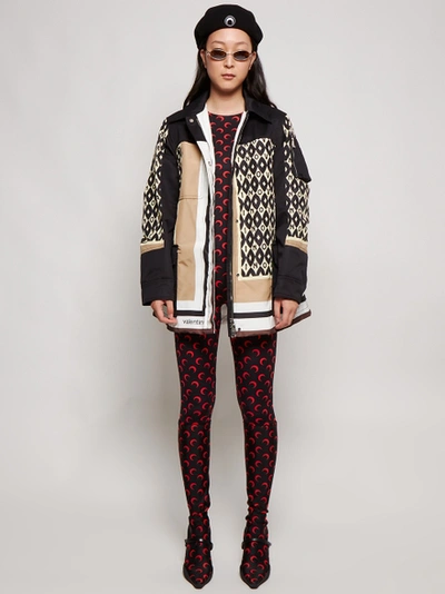 Shop Valentino Printed Jacket Black And Cream