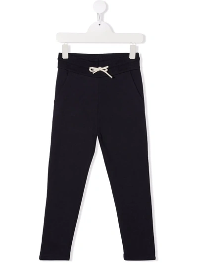 Shop Bonpoint Drawstring-waist Cotton Track Trousers In Blue