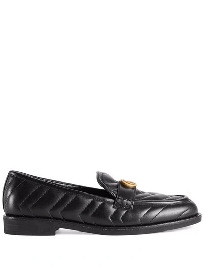 Shop Gucci Double G Matelassé Loafers In Black