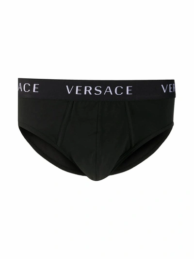 Shop Versace Men's Black Cotton Brief