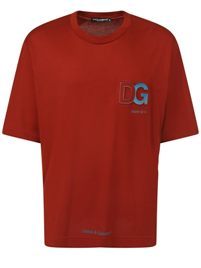 Shop Dolce & Gabbana Logo-embossed Cotton T-shirt In Brown