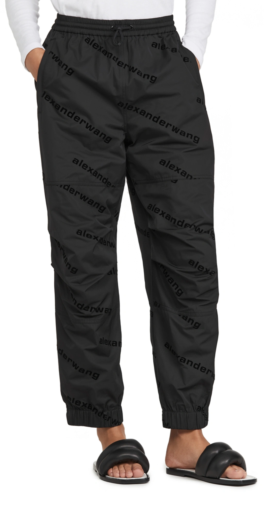 Logo-print shell track pants - black - XS