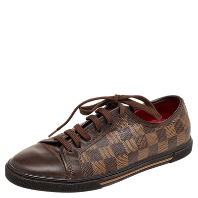 Louis Vuitton Damier Ebene And Leather Punchy Low Top Sneakers Size 40 Louis  Vuitton