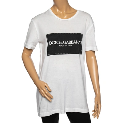 Pre-owned Dolce & Gabbana White Logo Print Cotton Short Sleeve T-shirt M