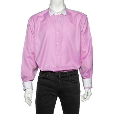 Pre-owned Etro Pink Cotton Contrast Detail Button Front Shirt 4xl