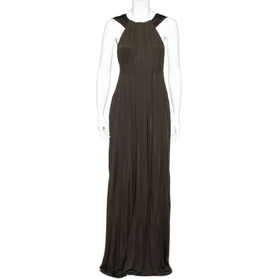Pre-owned Gucci Brown Jersey Gathered Sleeveless Maxi Dress M