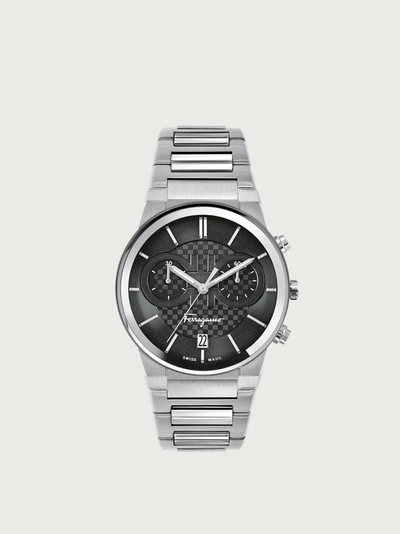 Shop Ferragamo Sapphire Chrono Watch In Black