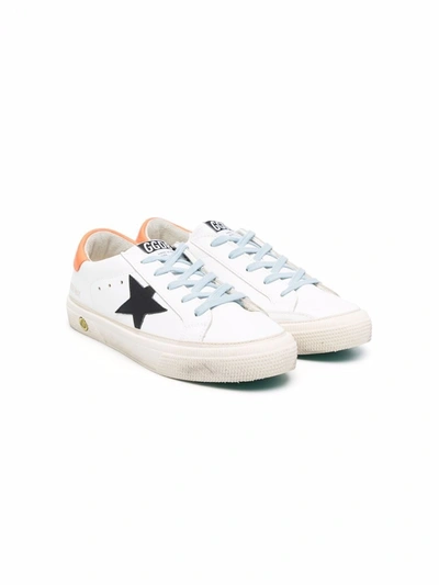 Shop Golden Goose Sneakers May Leather In White