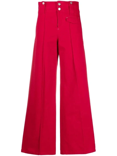 Shop Isabel Marant Red High-waisted Flared Trousers