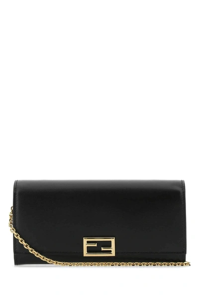 Shop Fendi Baguette Chained Wallet In Black