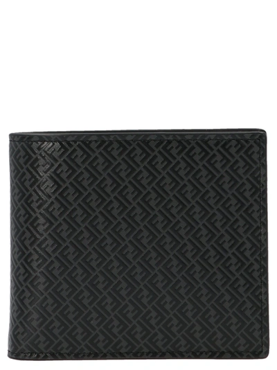 Shop Fendi Ff Micro Pattern Bifold Wallet In Black