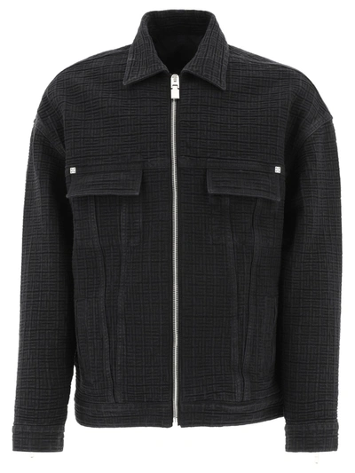 Shop Givenchy 4g Motif Denim Jacket In Black