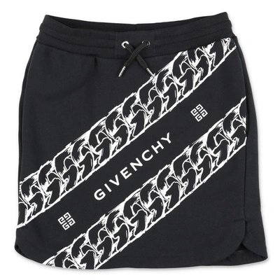Shop Givenchy Kids Chain Logo Print Skirt In Black