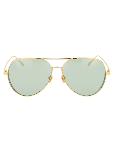 Shop Linda Farrow Ace Aviator Frame Sunglasses In Gold