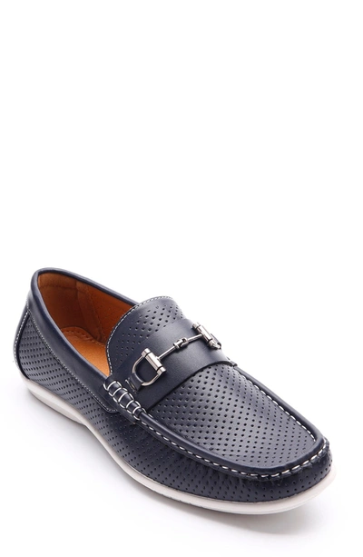 Shop Aston Marc Perforated Driving Loafer In Navy