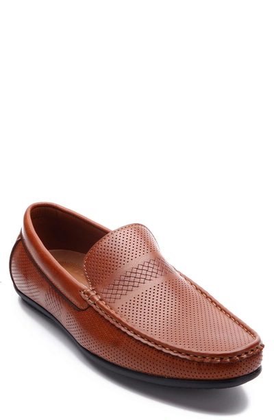 Shop Aston Marc Perforated Venetian Loafer In Tan