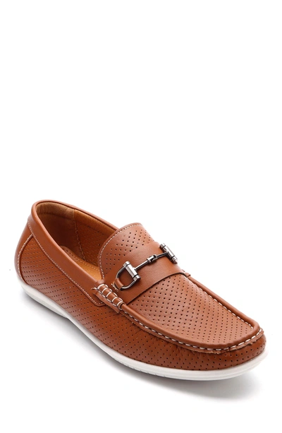 Shop Aston Marc Perforated Bit Loafer In Tan
