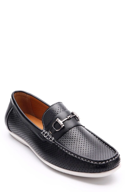 Shop Aston Marc Perforated Bit Loafer In Black