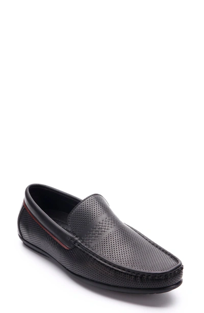 Shop Aston Marc Perforated Venetian Loafer In Black