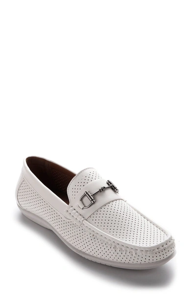 Shop Aston Marc Perforated Driving Loafer In White
