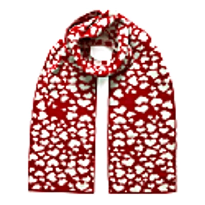 Ingmarson Hearts Wool & Cashmere Scarf Red In Cashmere