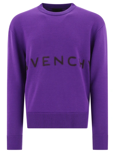 Shop Givenchy Logo Knit Sweater In Purple