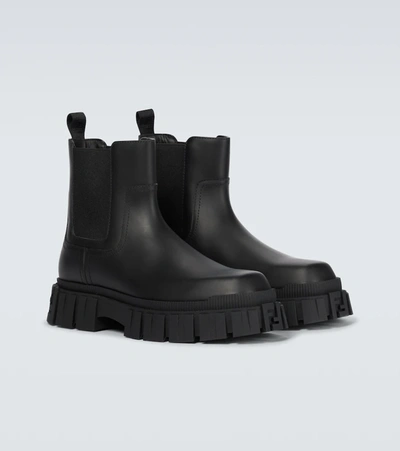 Shop Fendi Leather Chelsea Boots In Nero Nero