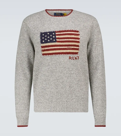 Polo Ralph Lauren American Flag Wool Blend Knit Sweater In Fawn Grey Ragg |  ModeSens
