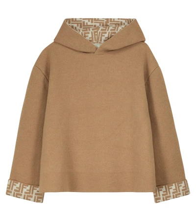 Shop Fendi Wool-blend Hoodie In Camel