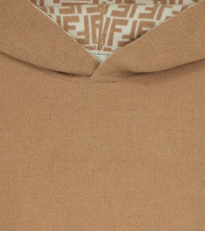 Shop Fendi Wool-blend Hoodie In Camel