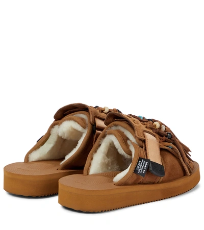 Shop Alanui X Suicoke Zavo Suede Slippers In Sugar Brown