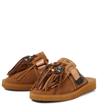 Shop Alanui X Suicoke Zavo Suede Slippers In Sugar Brown