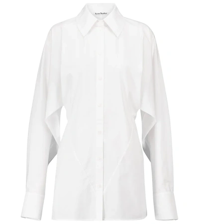 Shop Acne Studios Gathered Cotton Poplin Shirt In White