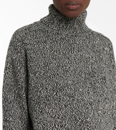 Shop Co Cashmere Oversized Turtleneck Sweater In Black Taupe