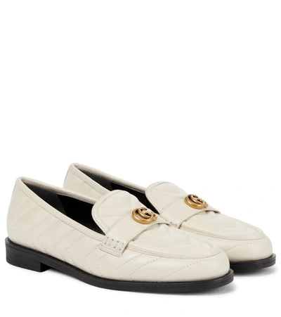 Shop Gucci Double G Matelassé Leather Loafers In Mystic White/m.white