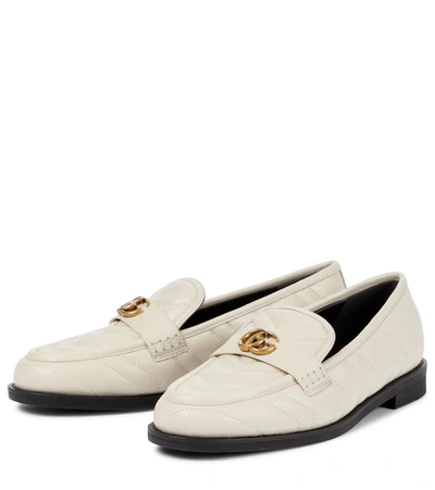 Shop Gucci Double G Matelassé Leather Loafers In Mystic White/m.white