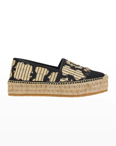 Ferragamo Kim Bicolor Espadrille Loafers In Nero