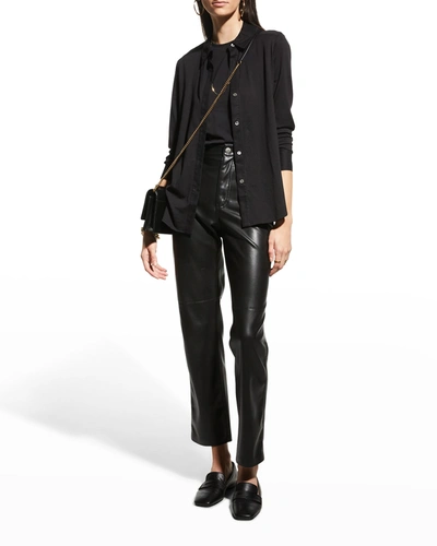 Shop Theory Riduro Organic Cotton Button-up Shirt In Black