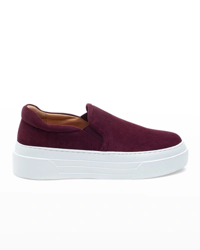 Shop Jslides Aileen Suede Slip-on Sneakers In Bordeaux Suede